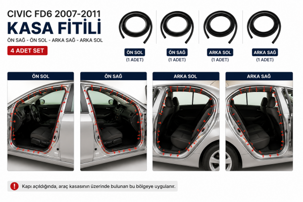 NPE Honda Fitili Kapı (Kasaya Gelen) Civic 2007-2011 Fd6 Komple Takım 4 Adet
