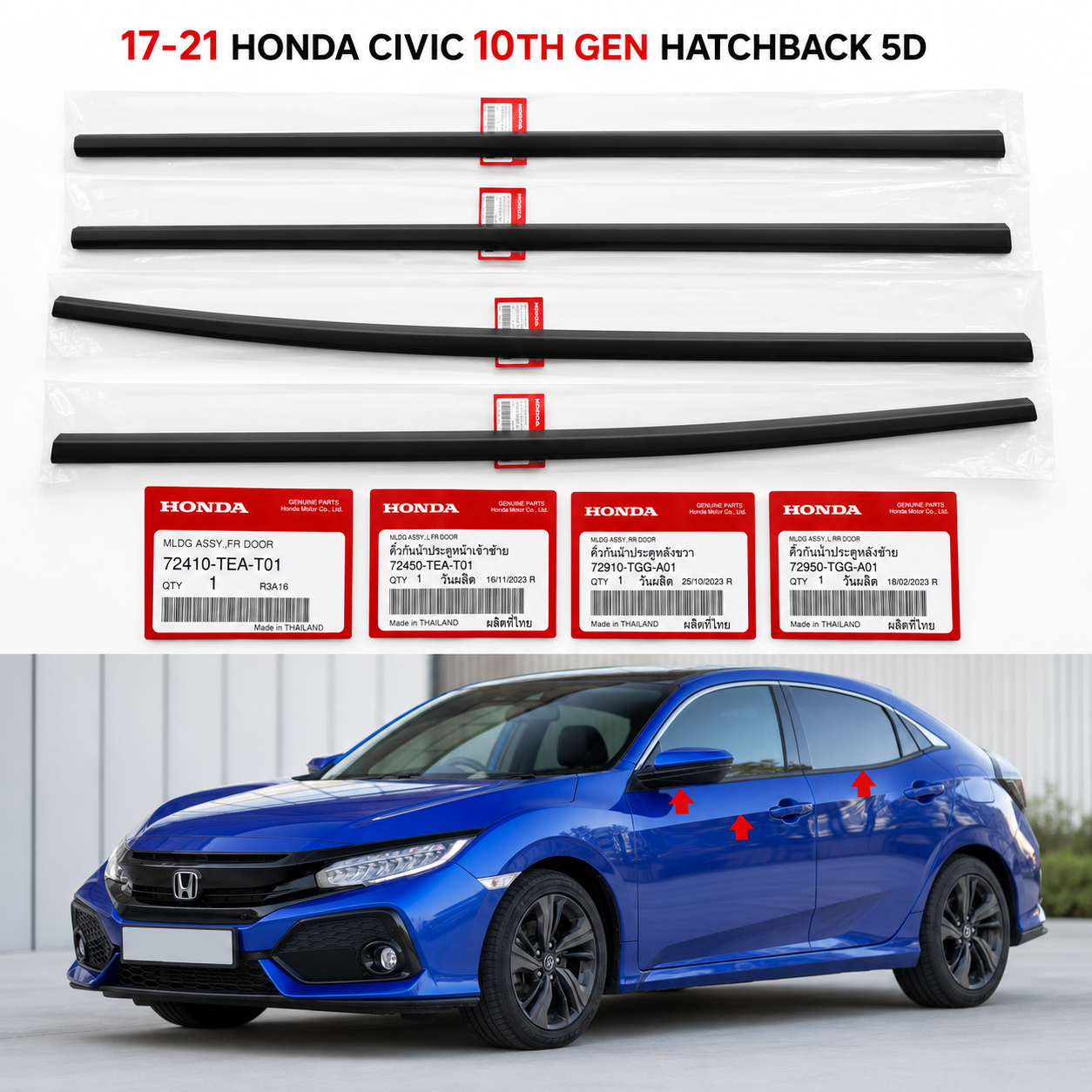 Orjinal Honda Civic Hatchback 2017-2022 Fk7 Sport Dış Cam Sıyırıcı Fitil Takım